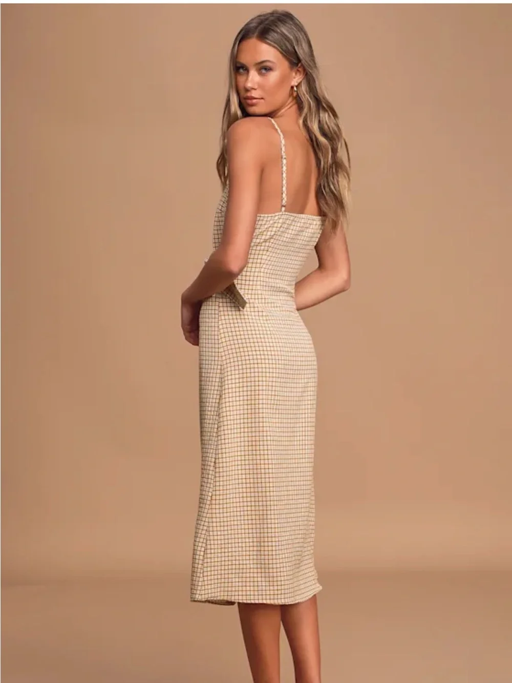 Lulu's Yellow Check Midi Dress